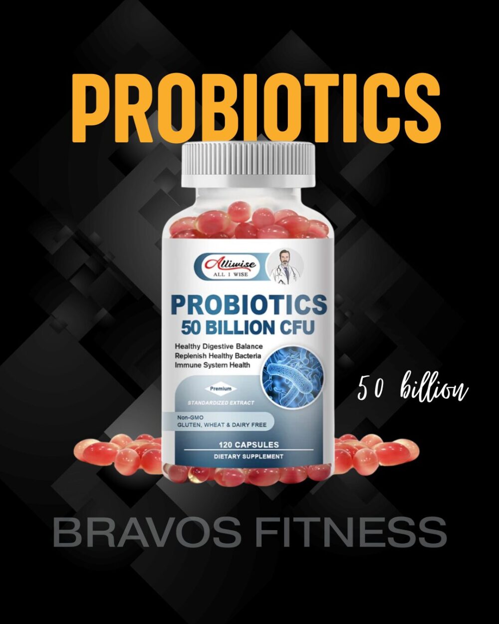 PROBIOTICS 50 BILLION CFU ALLIWISE 120 CAPS